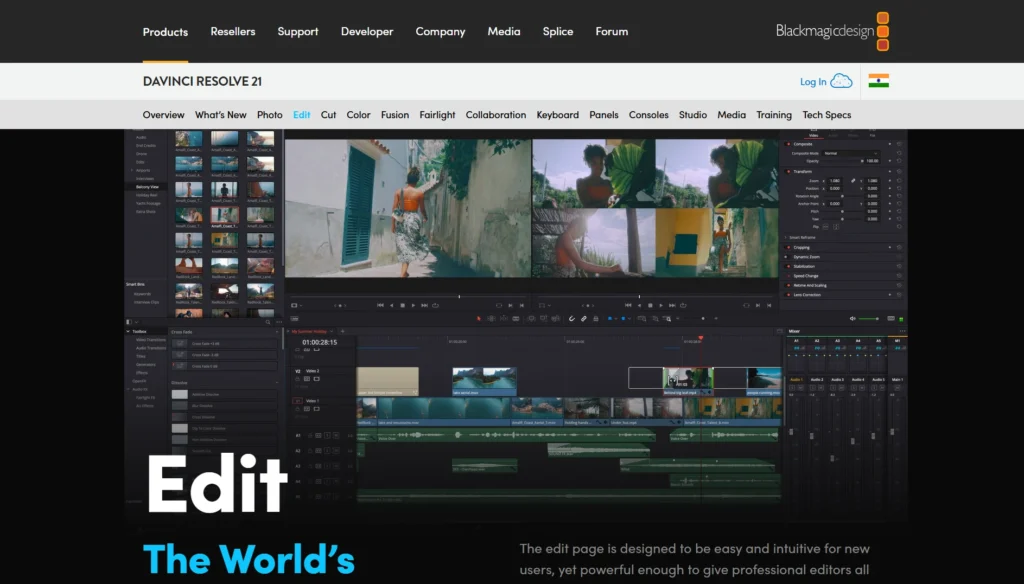 DaVinci Resolve 21 – Best for Color Grading and Advanced Editing