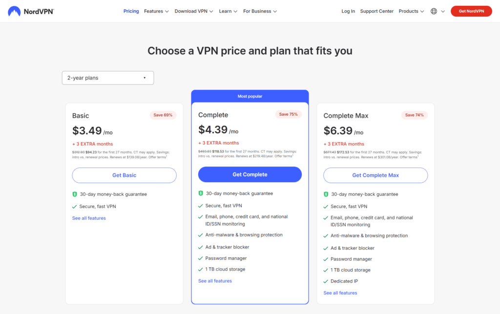 NordVPN Pricing and Plan